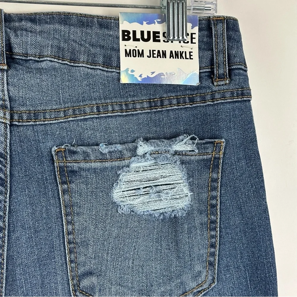 Blue Spice Women's Medium Wash Ankle Mom Jean
